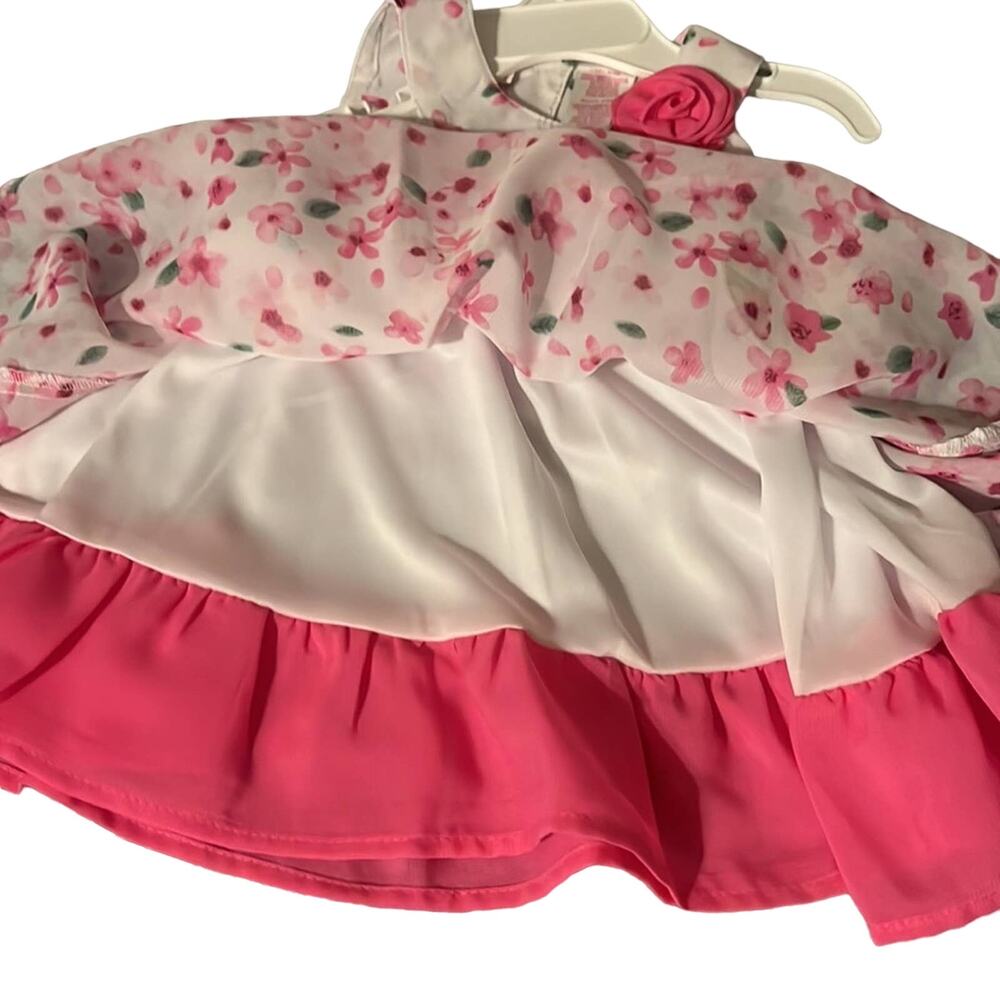 NWT Easter Floral Beautiful quality pink & white floral baby dress! Size 3-6m - Picture 5 of 6